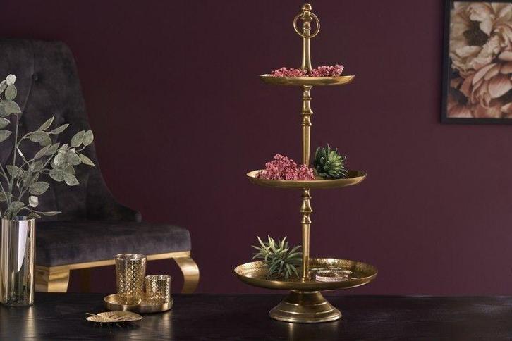 Design taartplateau ORIENT 65cm goud in wild hammer finish, Huis en Inrichting, Woonaccessoires | Vazen, Ophalen of Verzenden