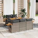 vidaXL 6-delige Loungeset met kussens poly rattan acacia, Tuin en Terras, Tuinsets en Loungesets, Verzenden, Nieuw, Rotan, Loungeset