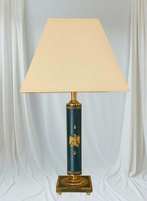 Tafellamp - Colonne - Empire-stijl - Napoleon III - Leder,, Antiek en Kunst, Curiosa en Brocante