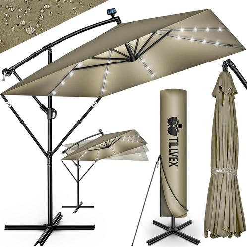 Tillvex® LED Parasol - Rechthoekig - 235x235cm - Verstelbaar, Tuin en Terras, Tuinmeubel-accessoires, Nieuw, Verzenden