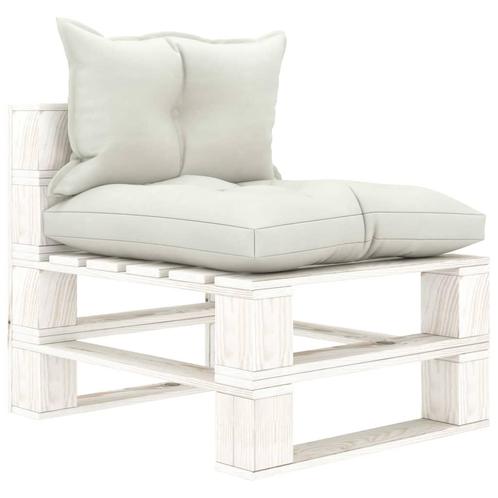 vidaXL Tuinmiddenbank met beige kussens pallet hout, Tuin en Terras, Tuinsets en Loungesets, Nieuw, Hout, Verzenden