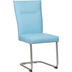 Leren eetkamerstoel Retro - Toledo Sky Blue (lichtblauw) -, Huis en Inrichting, Stoelen, Blauw, Nieuw, Leer, Ophalen of Verzenden