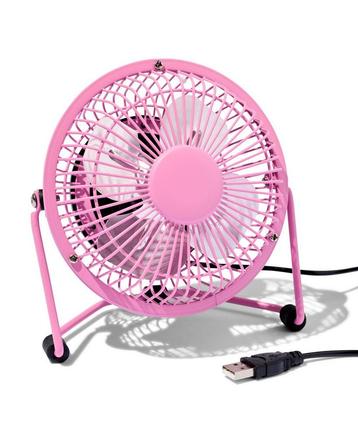 HEMA Tafelventilator USB retro neon roze Ø10cm