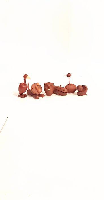 Figuur - Zes vintage houten dieren Royal Pet, Antiek en Kunst, Kunst | Designobjecten