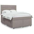 vidaXL Boxspring met matras stof taupe 160x200 cm, Verzenden, 200 cm, Stof, 160 cm