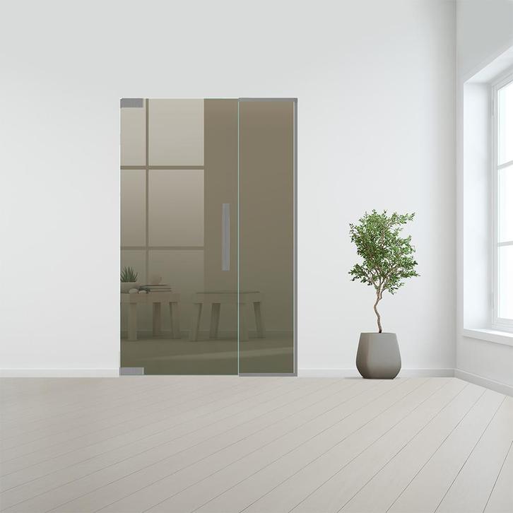 Glazen binnendeur met zijlicht zonder kozijn RVS beslag-Link, Doe-het-zelf en Verbouw, Glas en Ramen, Nieuw, Ophalen of Verzenden