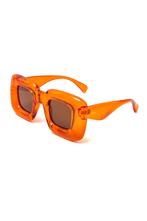 Retro Zonnebril Oversized Dik Oranje Montuur Zwarte Glazen D, Ophalen of Verzenden, Nieuw, Feestartikel, Carnaval