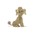 Broche Antieke Franse 18KT goud poedelbroche met saffieren