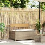 vidaXL Tuinbank met kussen beige polyrotan, Verzenden, Nieuw, Rotan