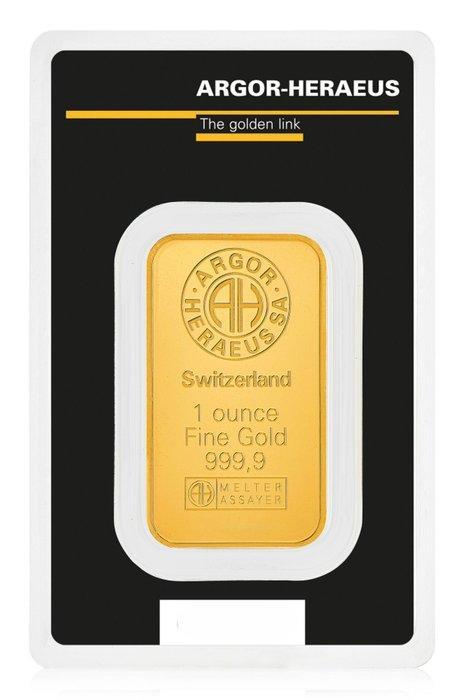 1 Troy Ounce - Goud .999 - Argor-Heraeus Kinebar - Verzegeld, Postzegels en Munten, Edelmetalen en Baren