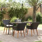 vidaXL 5-delige tuinset zwart poly rattan, Verzenden, Nieuw, Overige materialen, Tuinset
