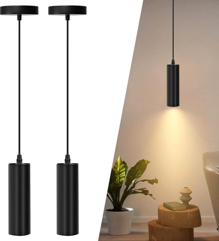Hanglamp Industrieel - GU10 Fitting - 2 stuks - Zwart - Aigo, Huis en Inrichting, Lampen | Overige, Nieuw, Verzenden