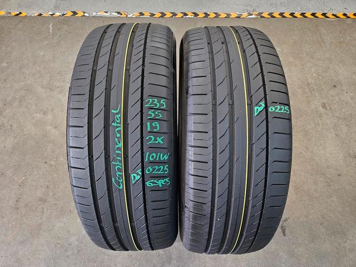 235/55/19 101W CONTINENTAL ZOMERBANDEN 7MM PROFIEL 2X DEMO, Auto-onderdelen, Banden en Velgen, 19 inch, Erkend duurzaam, Zomerbanden