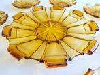 Rosice-glasfabriek - Gebak/taartset (9) - Persglas - Amber