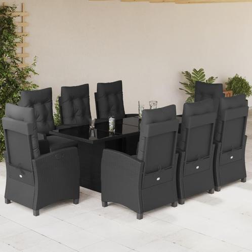 vidaXL 9-delige Tuinset poly rattan zwart, Tuin en Terras, Tuinsets en Loungesets, Tuinset, Nieuw, 8 zitplaatsen, Rotan, Verzenden
