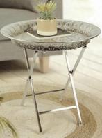 Bijzettafel van metaal Opvouwbaar Ø54 x 55 cm, Ophalen of Verzenden, Nieuw