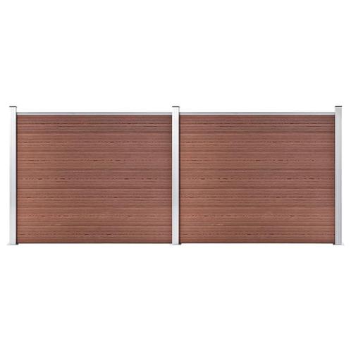 vidaXL Schuttingpanelenset 353x146 cm HKC bruin, Tuin en Terras, Schuttingen, Nieuw, Kunststof, 1 tot 2 meter, Verzenden