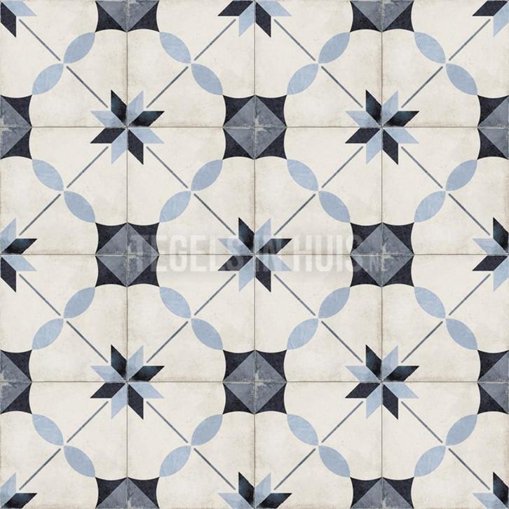 Vloertegel / wandtegel vintage arcade blauw 20x20cm, Doe-het-zelf en Verbouw, Tegels, Vloertegels, Nieuw, 10 m² of meer, Keramiek