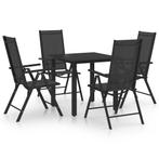 vidaXL 5-delige Tuinset aluminium zwart, Tuin en Terras, 4 zitplaatsen, Verzenden, Tuinset, Nieuw