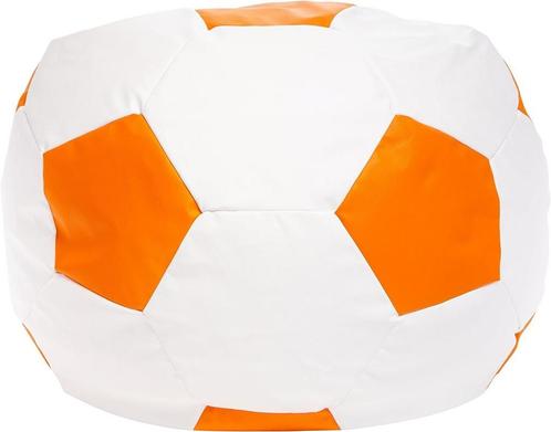 Voetbal zitzak - ecoleer - Ø 55 cm - oranje wit, Huis en Inrichting, Zitzakken, Nieuw, Ophalen of Verzenden