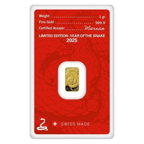 1 gram - Goud .999 - 1 Gram 9999 Argor-Heraeus 2025 Lunar, Postzegels en Munten, Edelmetalen en Baren