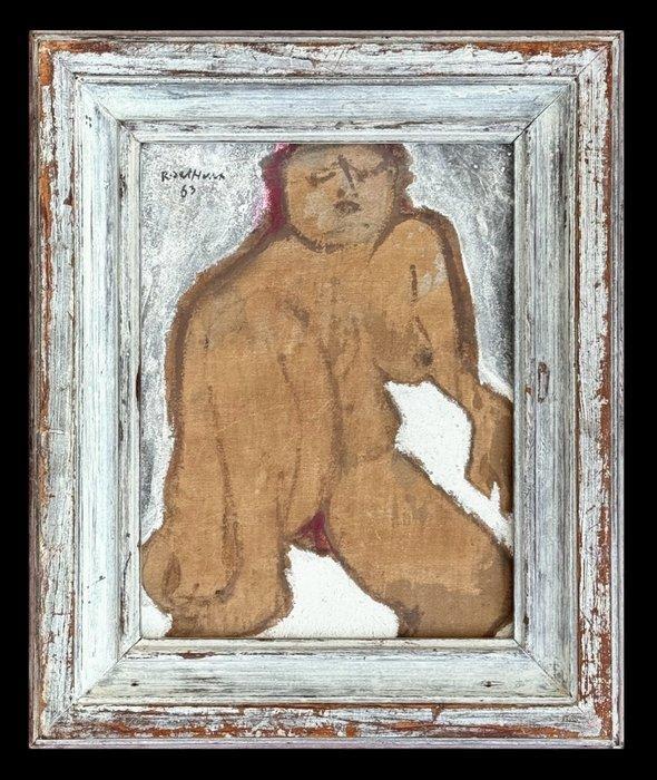 Robert Detheux (1932-2010) - Femme se grattant les doigts de, Antiek en Kunst, Kunst | Schilderijen | Modern