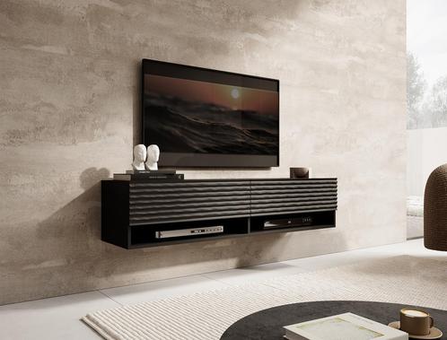 Meubella TV-Meubel Wave mat Zwart 140cm hangend zwevend, Huis en Inrichting, Kasten | Televisiemeubels, 25 tot 50 cm, Nieuw, Overige materialen