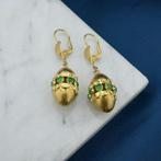 Gouden oorbellen met chrysopraas, Gebruikt, Overige kleuren, Ophalen of Verzenden, Met edelsteen