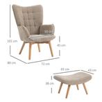 TRUUSK Oorfauteuil Met Voetenbank - Relaxfauteuil Corduroy L, Verzenden, Nieuw