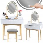 Make up tafel met spiegel - licht en krukje - 80x40x142cm..., Huis en Inrichting, Tafels | Kaptafels, Ophalen of Verzenden, Nieuw