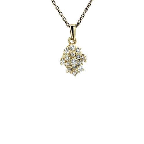 Gouden hanger met zirkonia 14 karaat, Sieraden, Tassen en Uiterlijk, Kettinghangers, Wit, Zo goed als nieuw, Goud, Verzenden