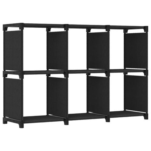 vidaXL Kast met 6 vakken 103x30x72,5 cm stof zwart, Huis en Inrichting, Kasten | Boekenkasten, 25 tot 50 cm, Nieuw, Overige materialen