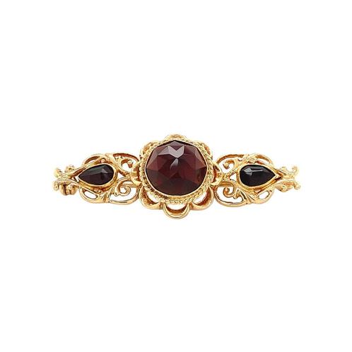 Gouden broche met granaat 14 krt, Sieraden, Tassen en Uiterlijk, Broches, Nieuw, Ophalen of Verzenden