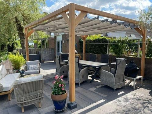 Shadowcomfort Pergola met harmonicaschaduwdoek 3,70 x 3,70 m, Tuin en Terras, Schaduwdoeken, Nieuw