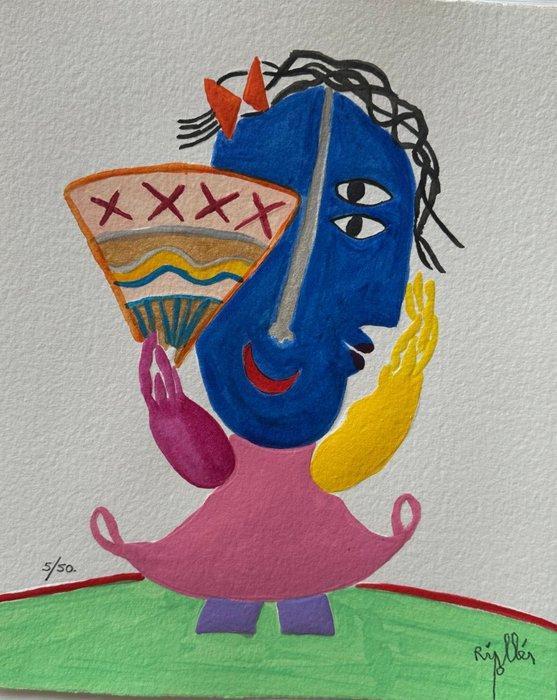 Juan García Ripollés (1932) - Chica con abanico, Antiek en Kunst, Antiek | Overige Antiek