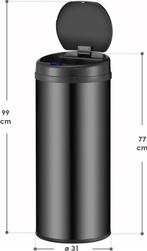 2dekans | Juskys – Sensor Prullenbak Rond – 50 l – Voorzien, Huis en Inrichting, Woonaccessoires | Prullenbakken, Ophalen of Verzenden