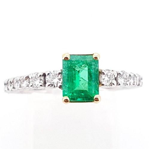 Ring - 18 karaat Geel goud, Witgoud Smaragd - Diamant - sme, Sieraden, Tassen en Uiterlijk, Ringen
