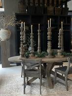 Hoge baluster kandelaar houtsnijwerk Dylan 85 cm, Huis en Inrichting, Woonaccessoires | Kandelaars en Kaarsen, Ophalen of Verzenden