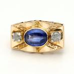 Ring - 18 karaat Geel goud Diamant (Natuurlijk) - Saffier, Sieraden, Tassen en Uiterlijk, Ringen, Nieuw