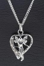 Zilveren Engel in hart ketting hanger, Verzenden, Nieuw