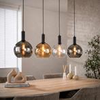 Hanglamp Zwart met 4 kleuren glas  –  Langwerpig - Janneke, Verzenden, Nieuw, Glas