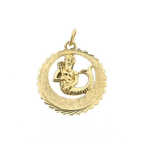 Gouden sterrenbeeld hanger; Waterman (Alle Gouden sieraden), Sieraden, Tassen en Uiterlijk, Bedels, Gebruikt, Overige merken, Goud