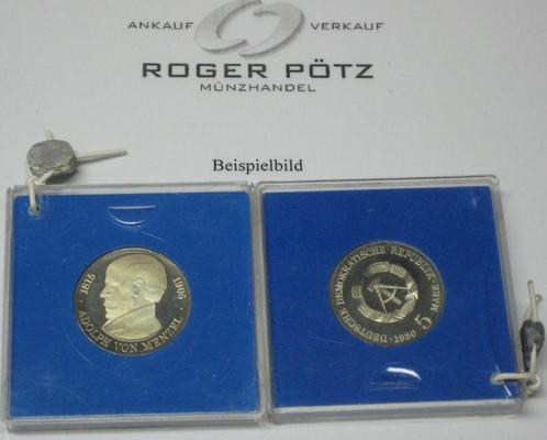 Ddr 5 Mark Adolf von Menzel 1980 Pp originalverplombt kop..., Postzegels en Munten, Munten | Europa | Niet-Euromunten, Verzenden