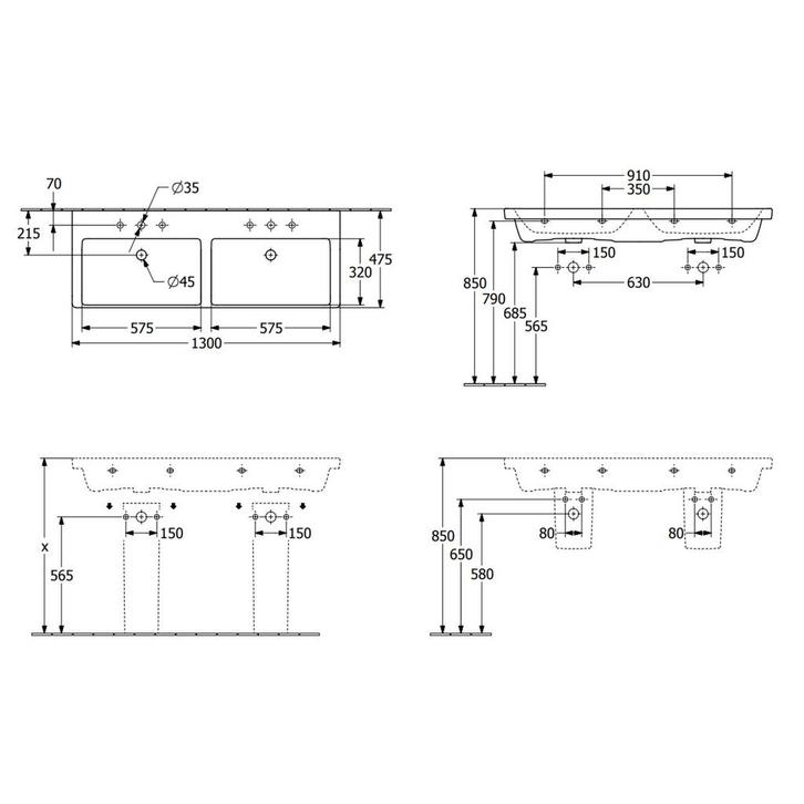 Wastafel Villeroy & Boch Subway 3.0 Dubbele Wasbak, Doe-het-zelf en Verbouw, Sanitair, Ophalen of Verzenden