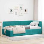 vidaXL Hoekbedframe met hoofdeinde Turquoise 100 x 200 cm, Verzenden, Nieuw, Hout