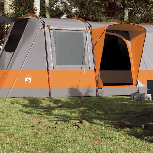 vidaXL Tunneltent 4-persoons waterdicht grijs en oranje, Caravans en Kamperen, Tenten, Nieuw, tot en met 2, Verzenden