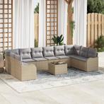 vidaXL 11-delige tuinbank set met kussens zwart poly rattan, Verzenden, Nieuw, Rotan