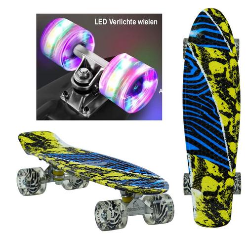 Sajan - Skateboard - LED Verlichting - Penny board -, Sport en Fitness, Skateboarden, Skateboard, Nieuw, Verzenden