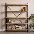 Boekenkast Mangohout Britt 160 cm, Huis en Inrichting, Kasten | Boekenkasten, 150 tot 200 cm, Nieuw, Industriële meubels, 25 tot 50 cm