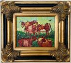 Koeien geschilderde Van Gogh reproductie in olie op doek.